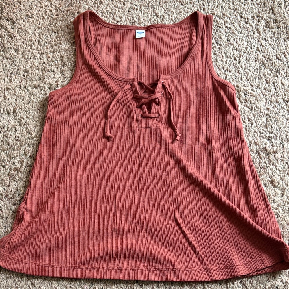 Old Navy Rust Lace-Up Tank Top